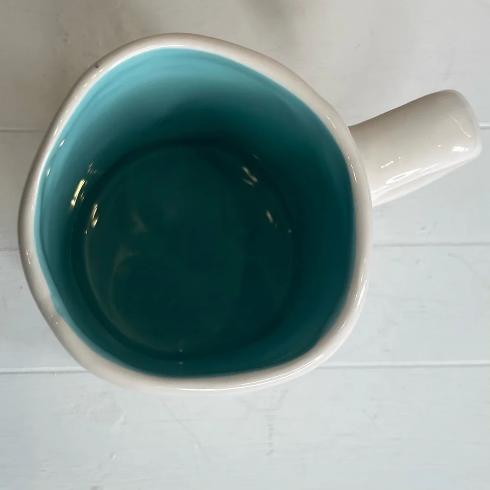 Rae Dunn (SWIM) Ceramic Mug Teal Inside 4 1/2